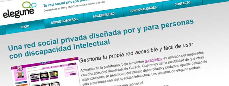Portada de la página web elegune